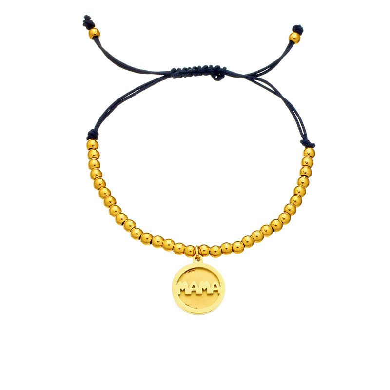 Wholesale MAMA Mother's Day Round Plate Letter Stainless Steel Braided Bracelet