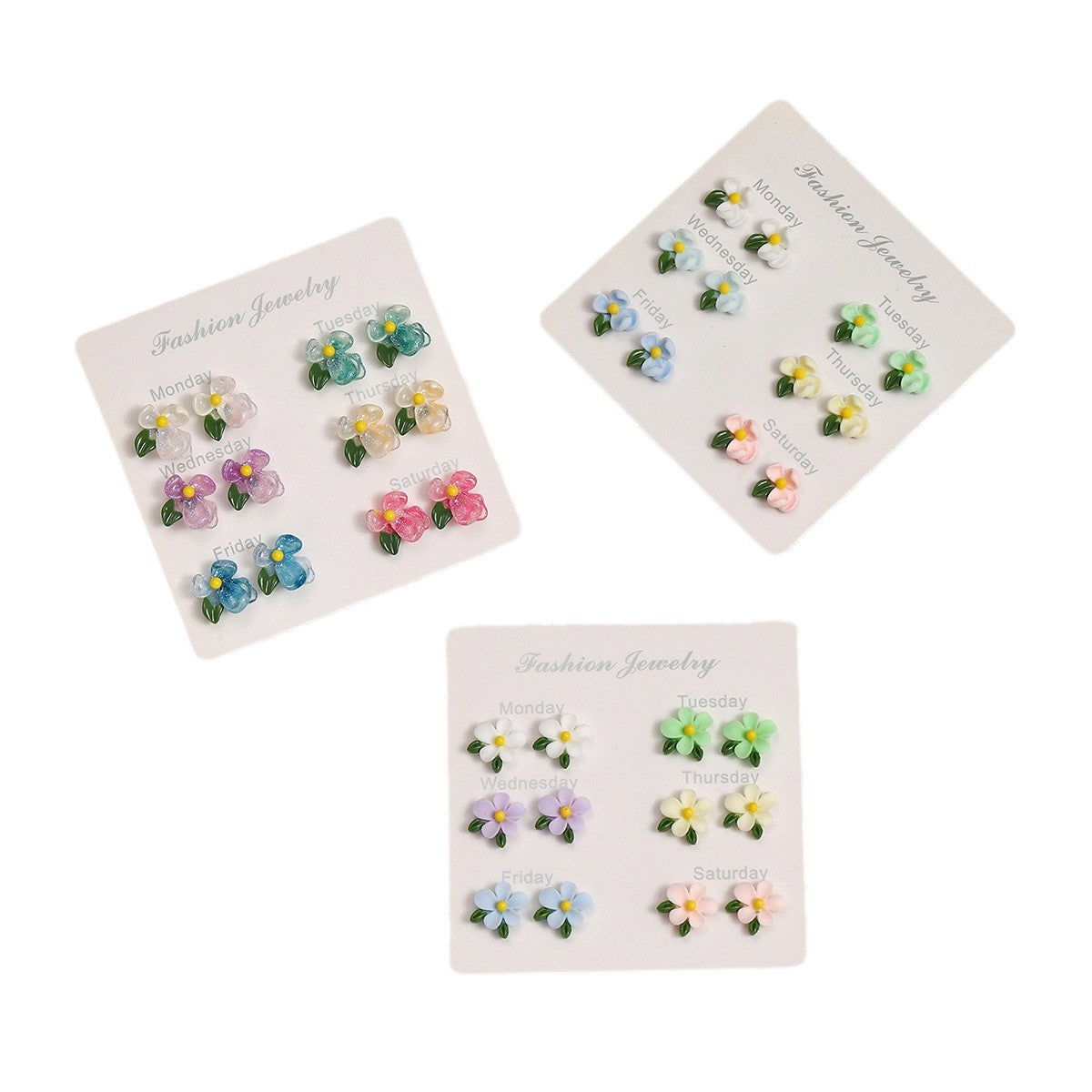 Wholesale Colorful resin flower earrings set