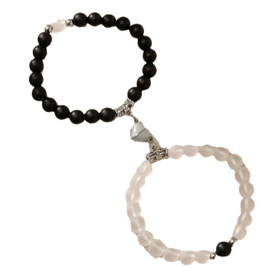 Wholesale Frosted Glass Beads Heart Shape Luminous Magnet Bracelet