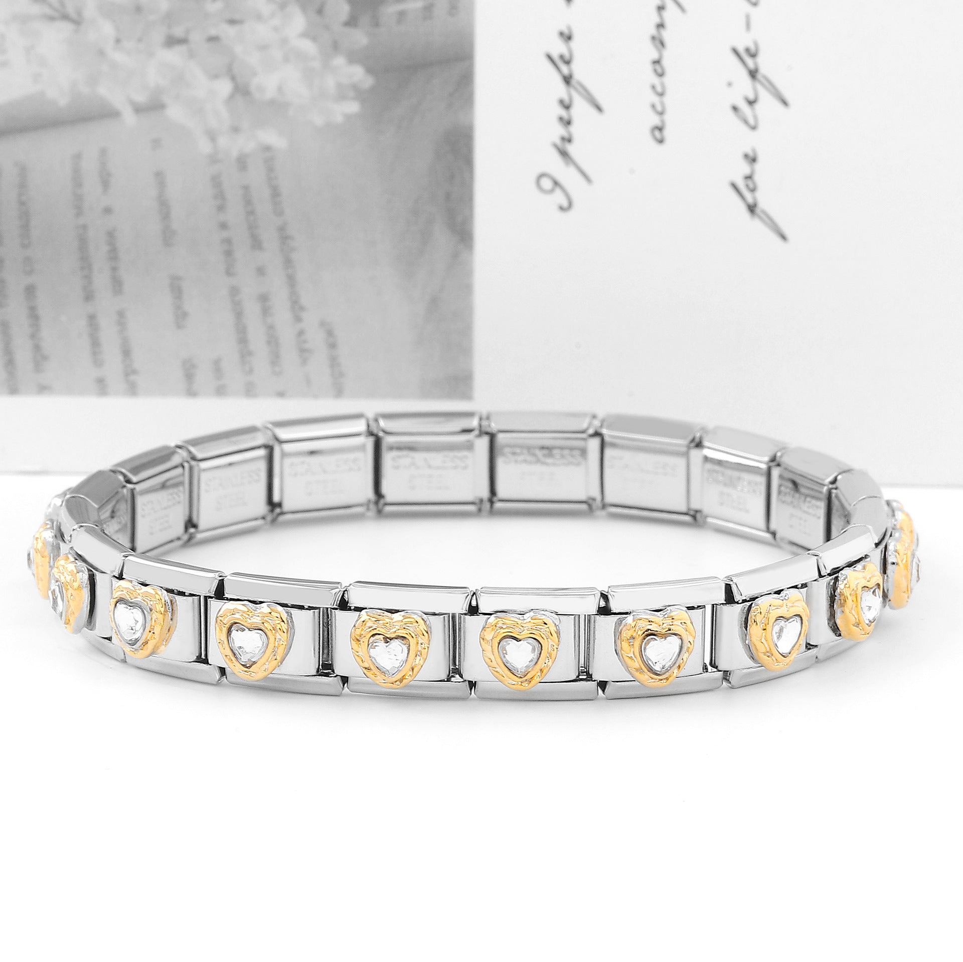 Wholesale Italian Charm Bracelet 9mm DIY Spliced Removable Stainless Steel Color Petals Composable Bracelet ACC-BT-XY029