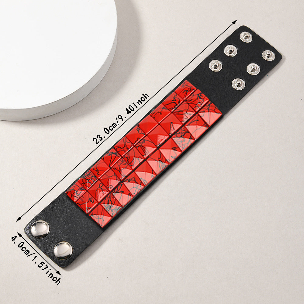 Wholesale Punk Multicolor Square Nail PU Bracelet Leather Bracelet