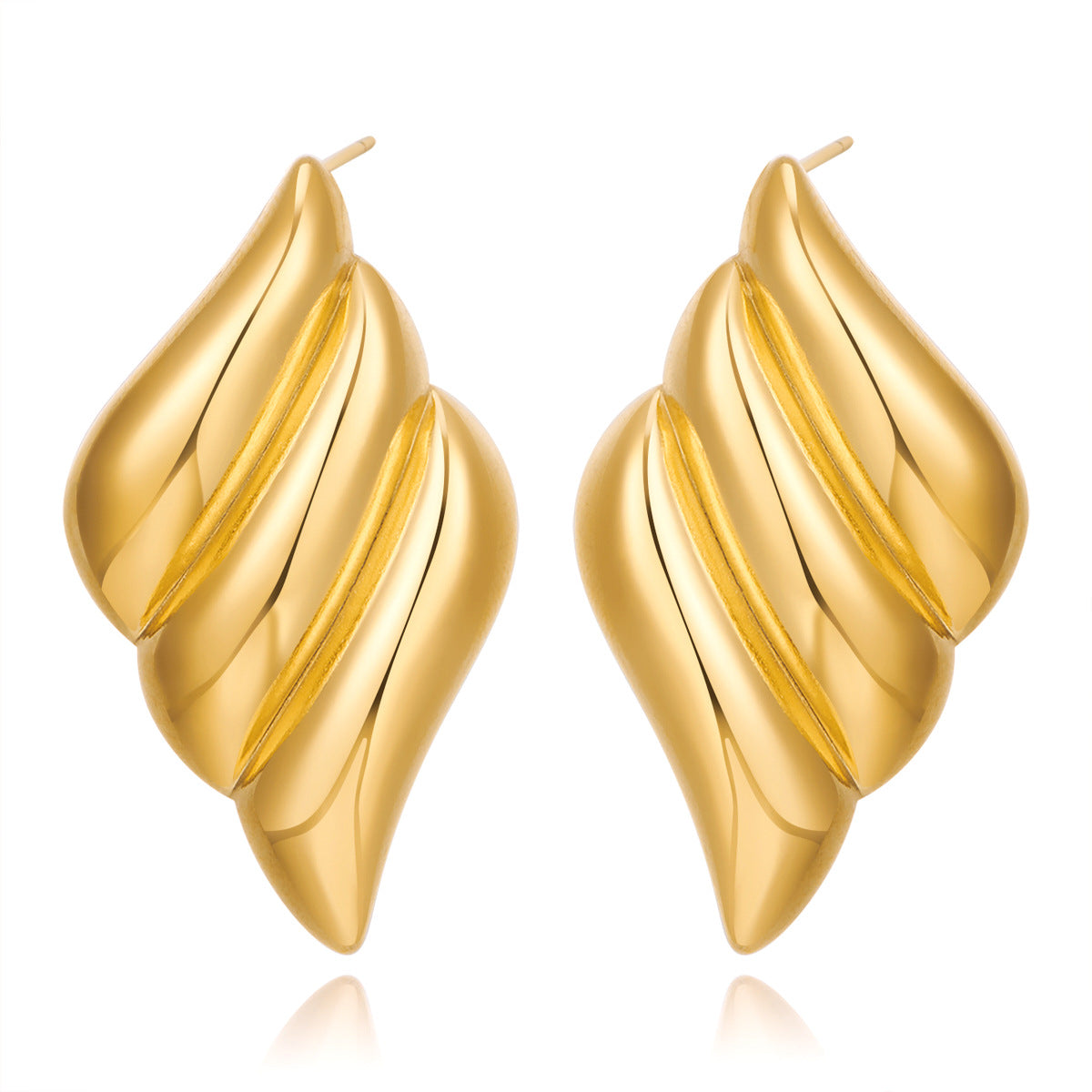 Wholesale 18K Gold Stainless Steel Earrings Metal Style Three-layer Wing Style Earrings ACC-ES-Hongx004