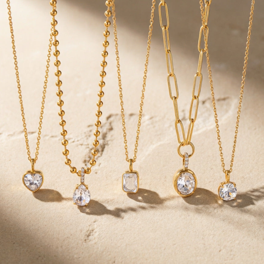 Wholesale Stainless Steel Zircon Necklace Fashion Jewelry Accessory Gift