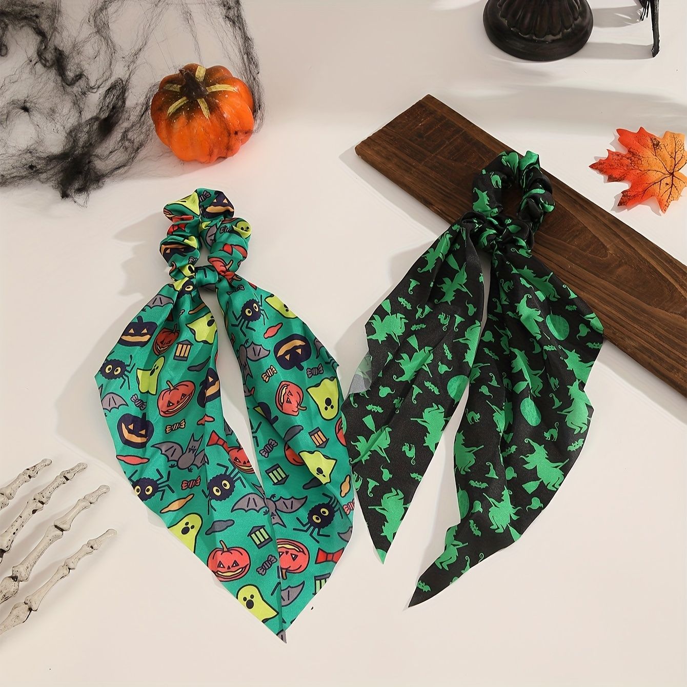Wholesale Halloween Triangle Bandana Streamer Hair Scrunchies ACC-HS-Mulin003
