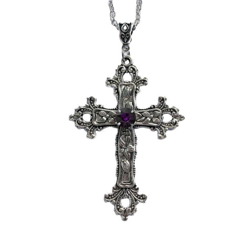 Wholesale Creative Flower Pattern Cross Diamond Necklace