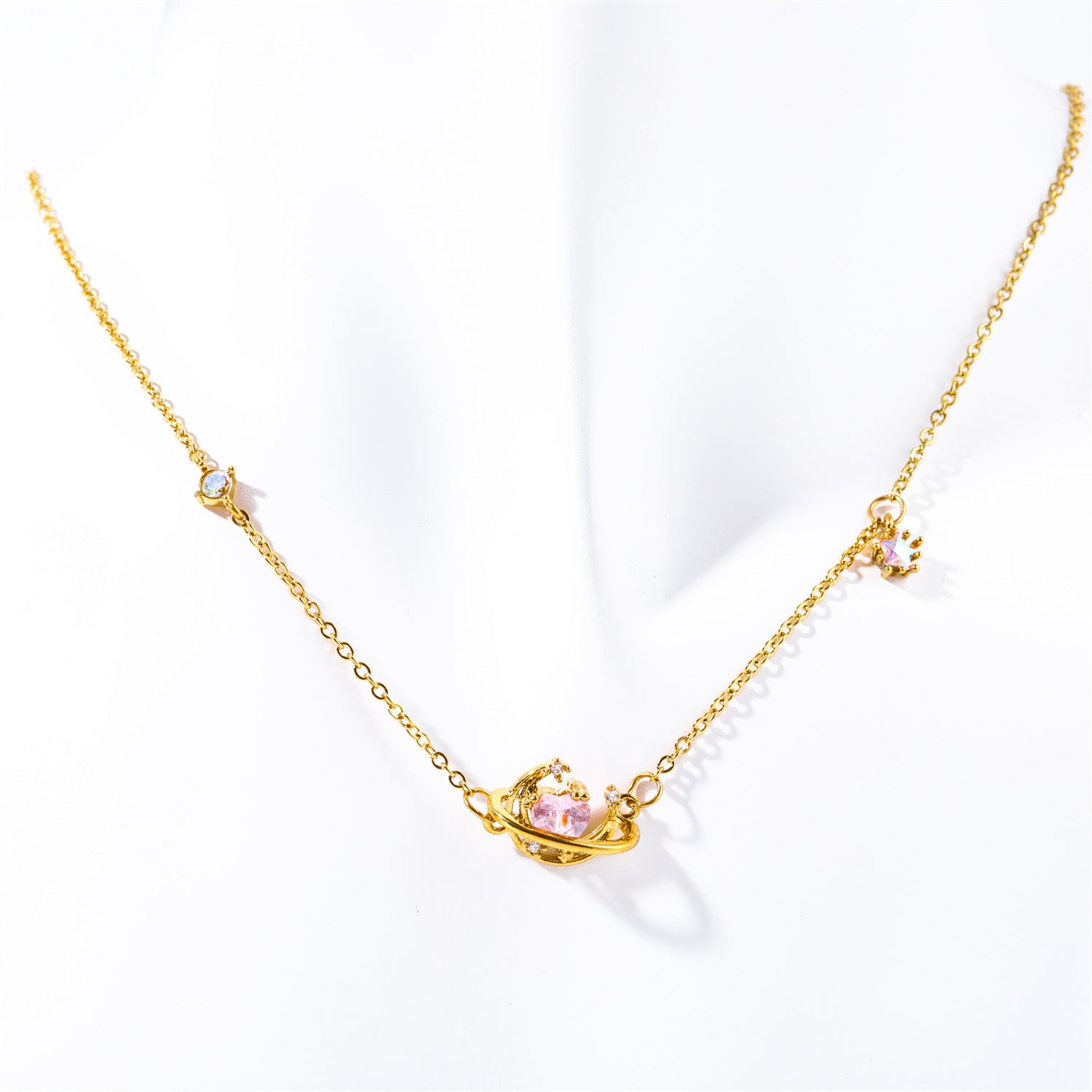 Wholesale 18k Gold Plated Wind Cherry Moon Planet Butterfly Copper Necklace