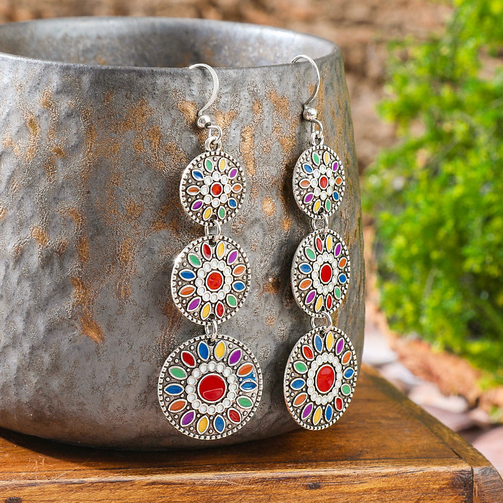 Wholesale Ethnic Style Colorful Oil Drop Long Earrings - Fashion Accessory for Party Wear