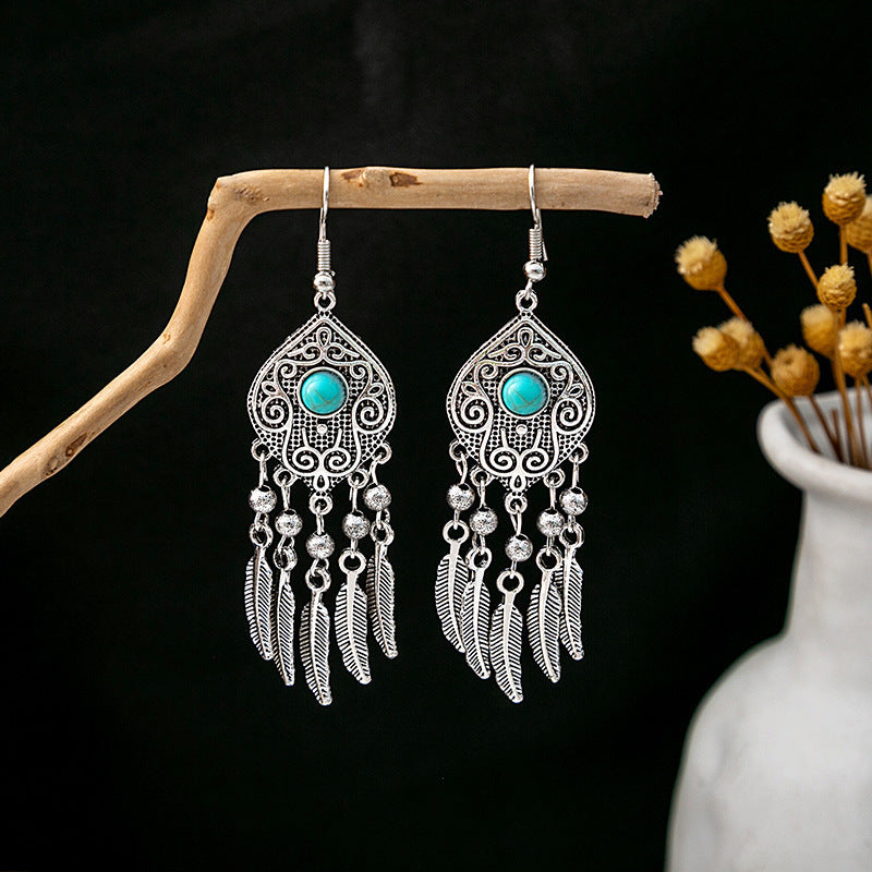 Wholesale Alloy Drop Earrings,  Red Tassel Bohemian Style,  Boutique Resale Jewelry Accessory