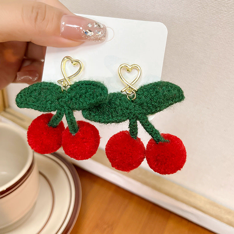 Wholesale Plush Cherry Stud Earrings ACC-ES-MDD085