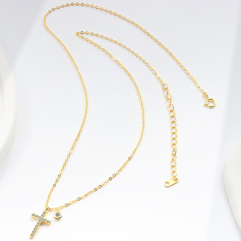 Wholesale s925 sterling silver cross necklace full diamond necklace