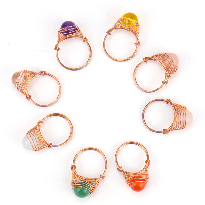 Wholesale hand-woven red agate bead ring