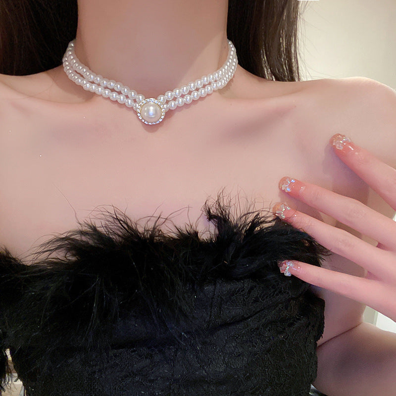 Wholesale Lace Collar Rhinestone Pearl Necklace