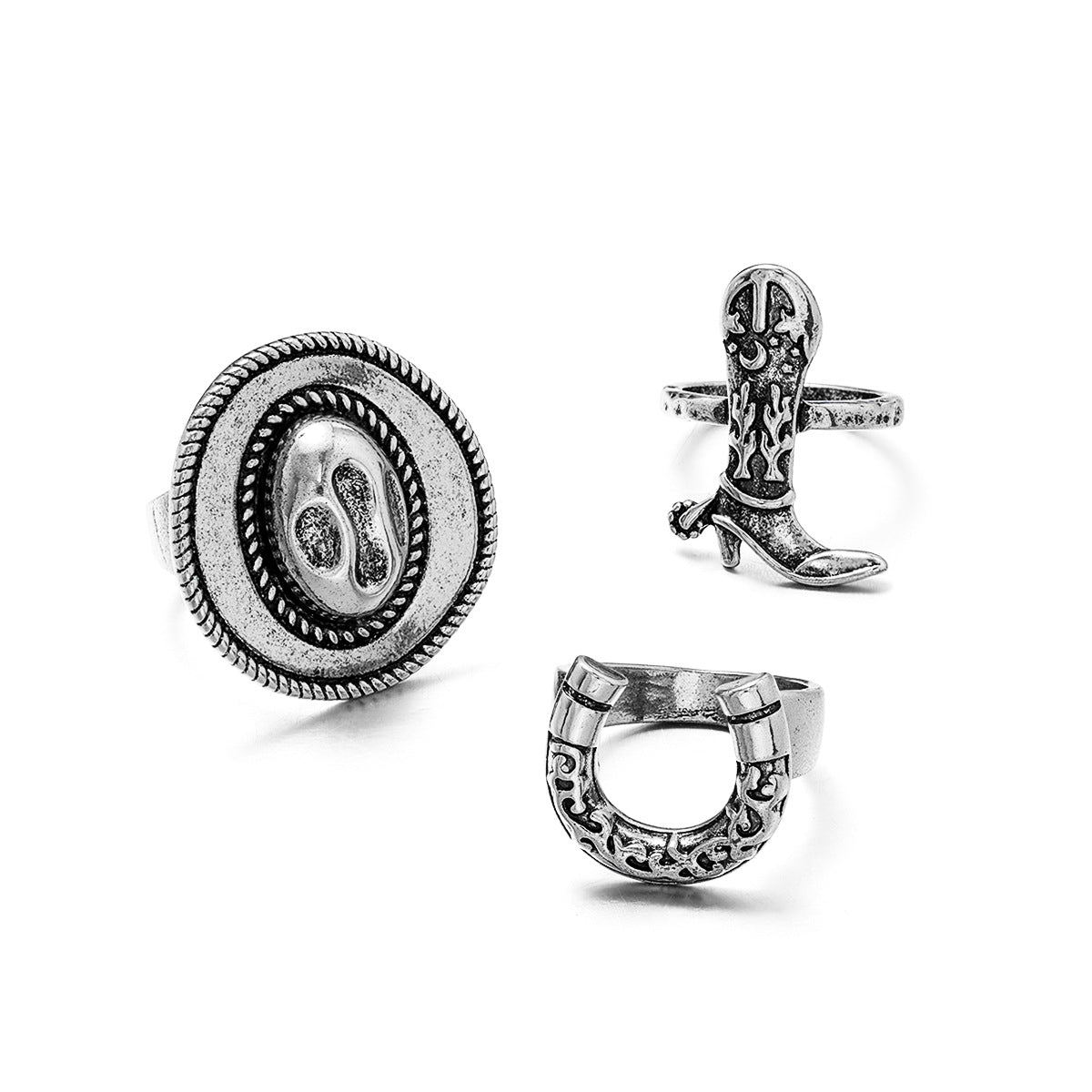 Wholesale Retro Ethnic Style Cowboy Western Style Multi-Piece Set of Rings