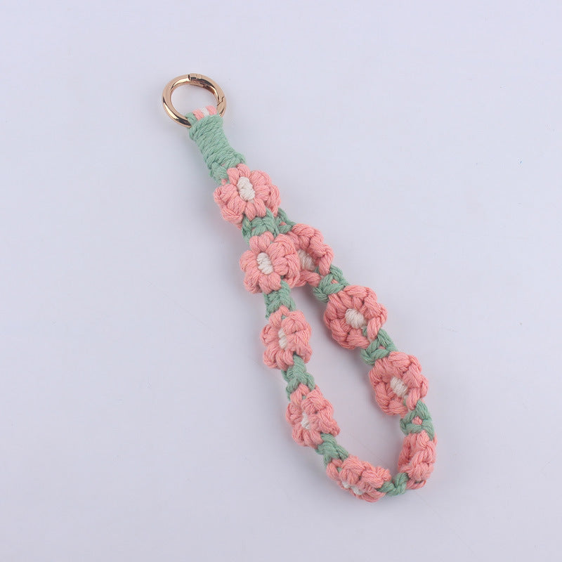 Wholesale Handmade Weaving Cotton Cord Daisy Keychain ACC-KC-GuangTian019