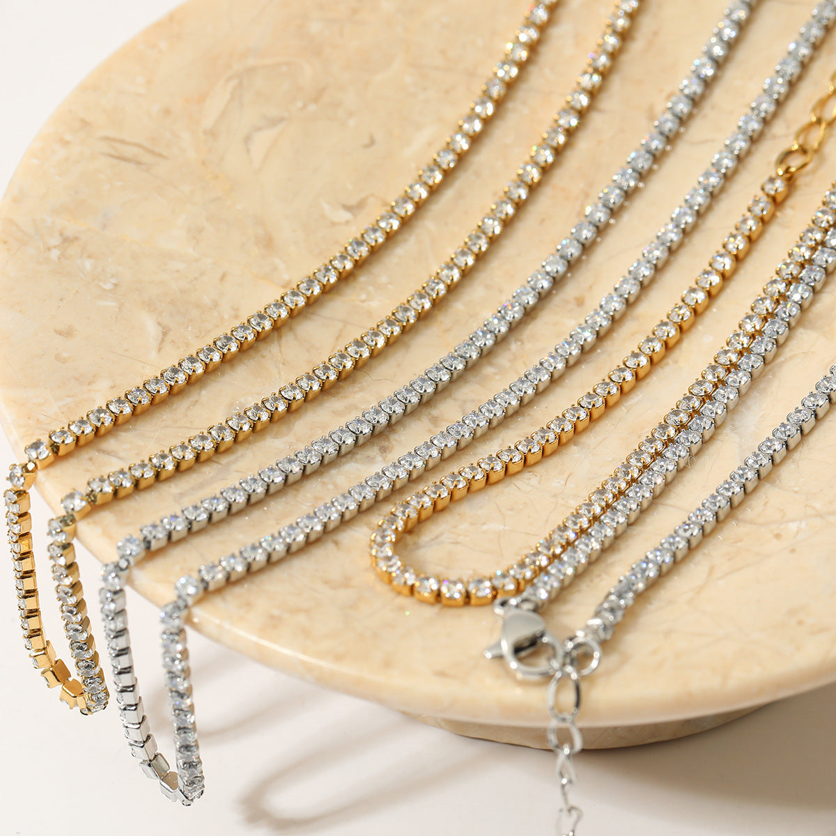 Wholesale  Zircon Necklace Bracelet suit  Stainless Steel Vacuum Plating Jewelry suit