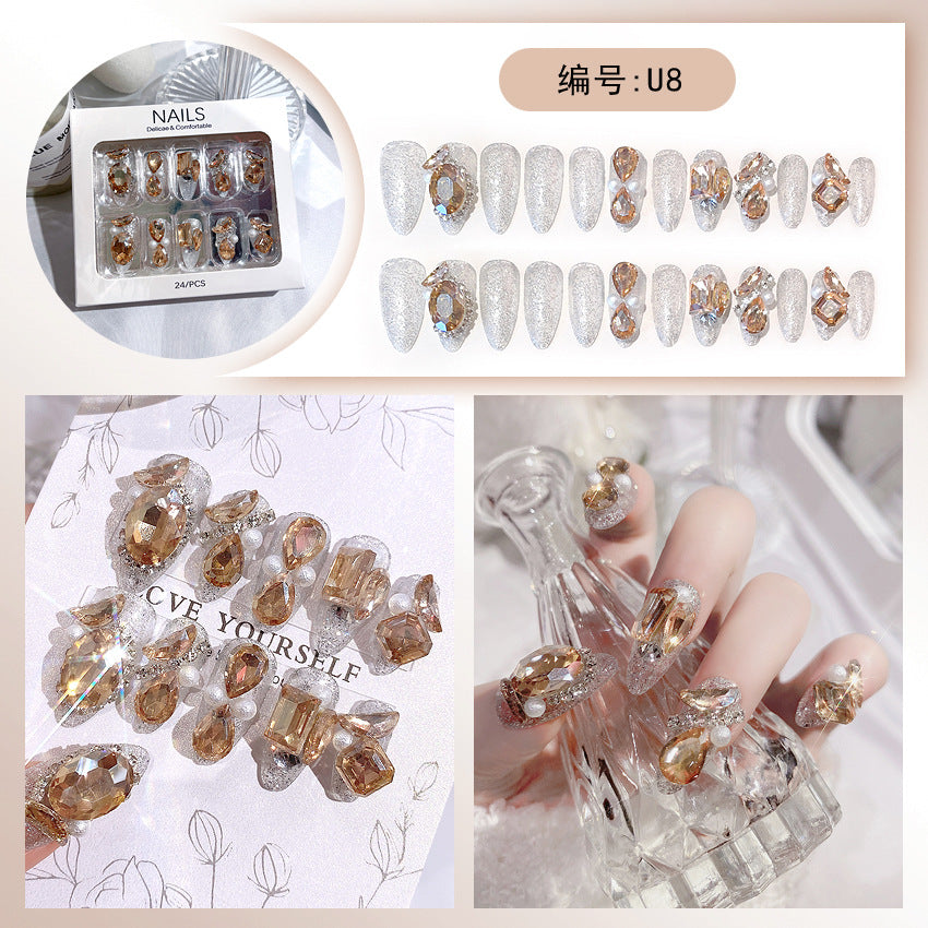 Wholesale 24 Pieces/box Large Diamond Nail Patches Press-on Nails Kits Nail Stickers ACC-NS-DiNa004