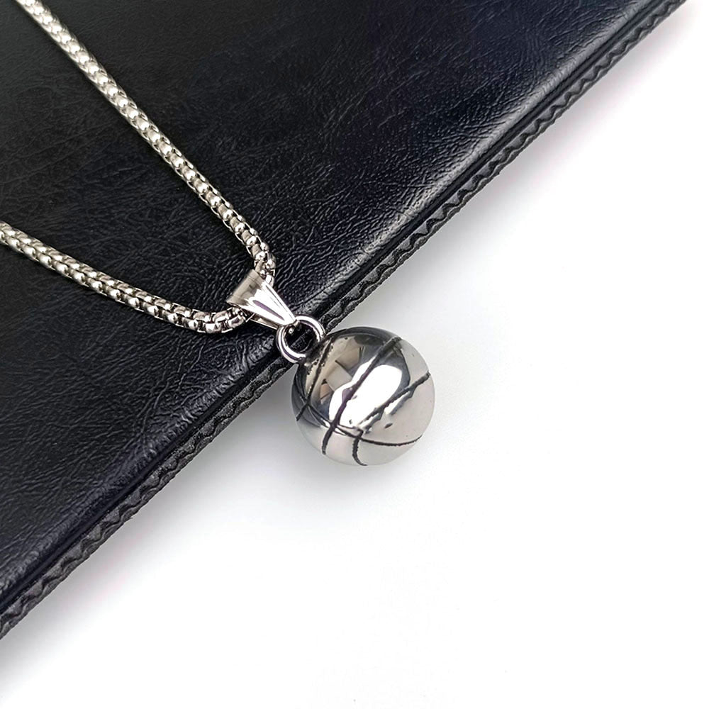 Wholesale Stainless Steel Basketball,  Soccer,  and Volleyball Pendant with Pearl Chain