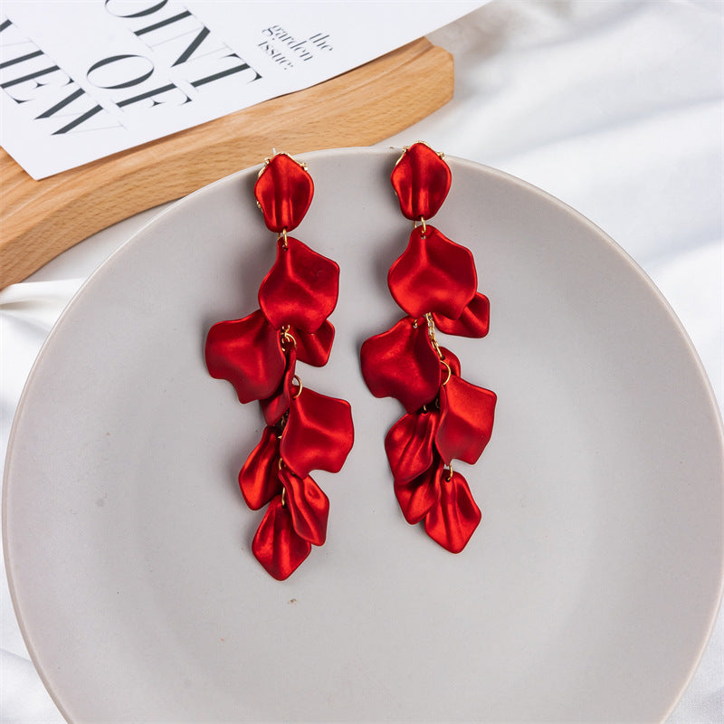Wholesale Petal Leaf Tassel Earrings