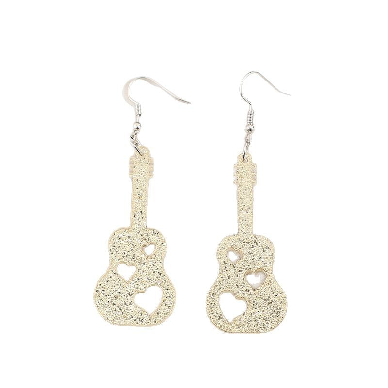 Wholesale Music Festival Guitar Sequin Acrylic Earrings