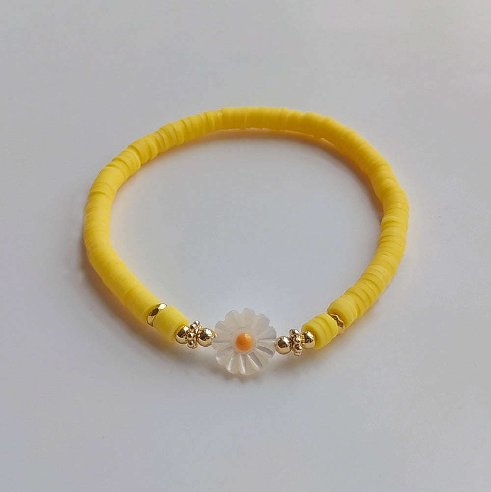 Wholesale bohemian soft clay elastic rope beaded daisy bracelet ACC-BT-Qiqi006