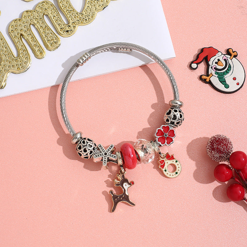 Wholesale Stainless Steel Christmas DIY Beaded Crystal Bracelet  ACC-BT-QingLian006