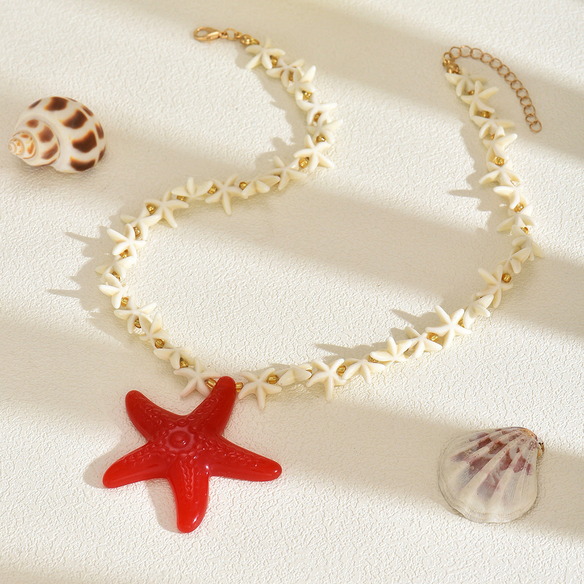 Wholesale Bohemian Shell and Starfish Beaded Necklace