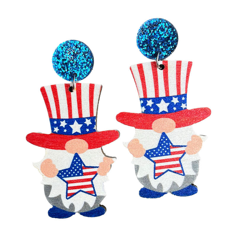 Wholesale 2 pairs/pack American Flag Independence Day Beer Wooden Earrings ACC-ES-HY005
