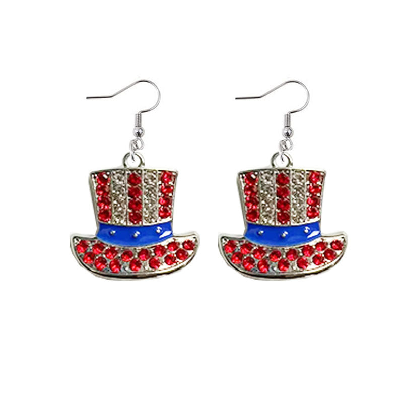 Wholesale American Independence Day Pentagram Hat Alloy Earrings ACC-ES-YiYuan003