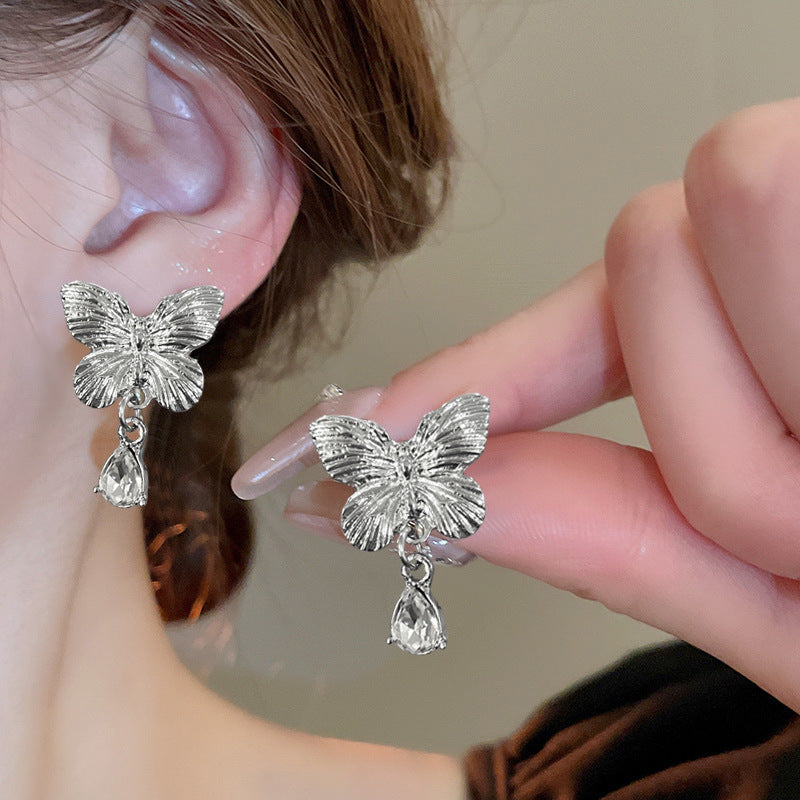 Wholesale  Butterfly Diamond Embedded Earrings