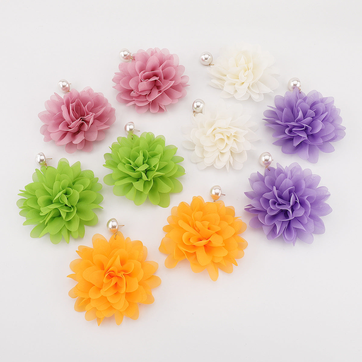 Wholesale  exaggerated pearl big flower earrings
