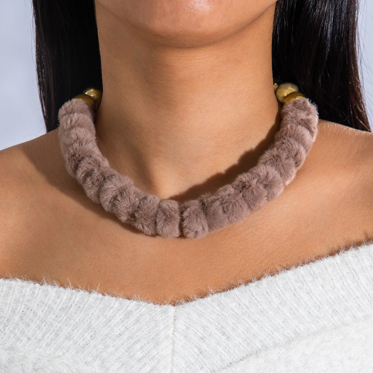 Wholesale  color beaded clavicle chain  fur ball beaded Christmas series necklace