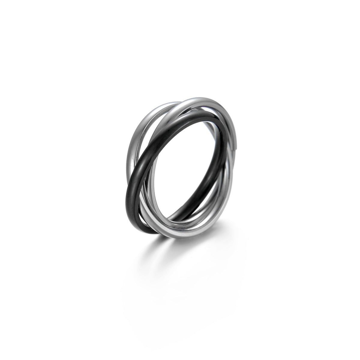 Wholesale  Men's  Electroplated Black Combination Stainless Steel Ring