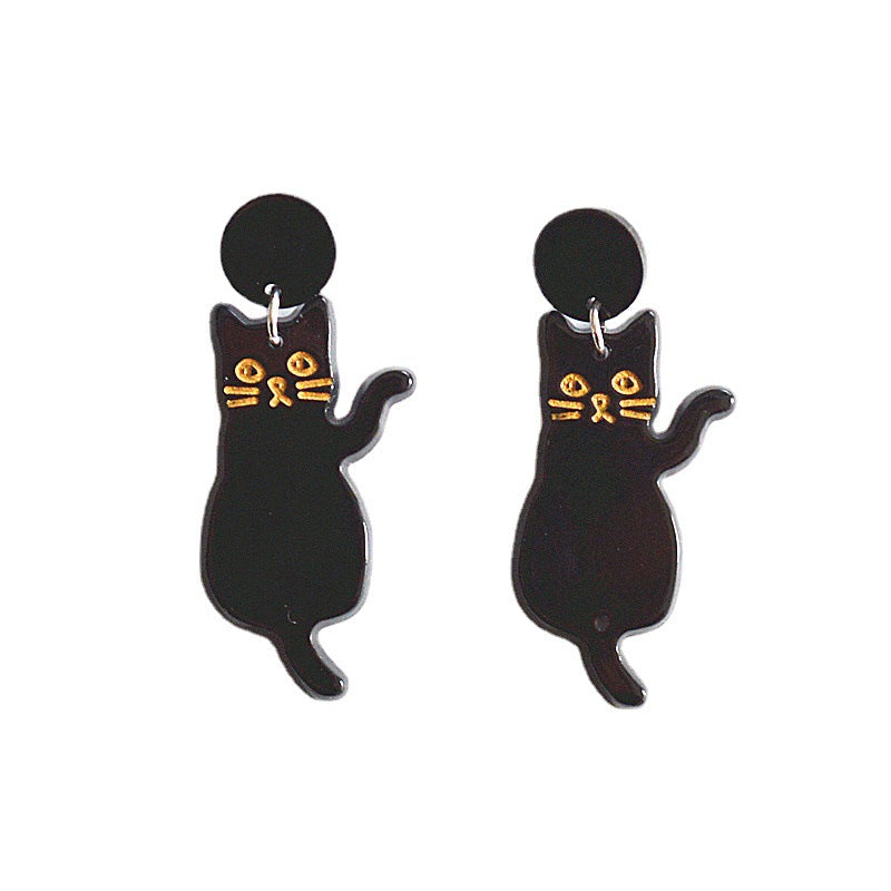 Wholesale Cartoon Black and White Cat Acrylic Stud Earrings ACC-ES-XN015