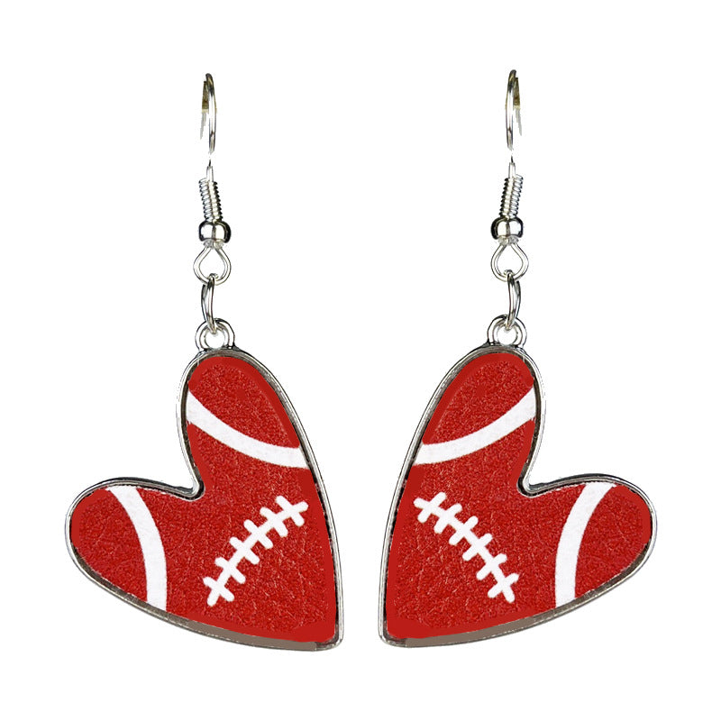 Wholesale 2 Pairs/pack Love Metal Earrings Multi-color Football Mother's Day Earrings ACC-ES-HY135