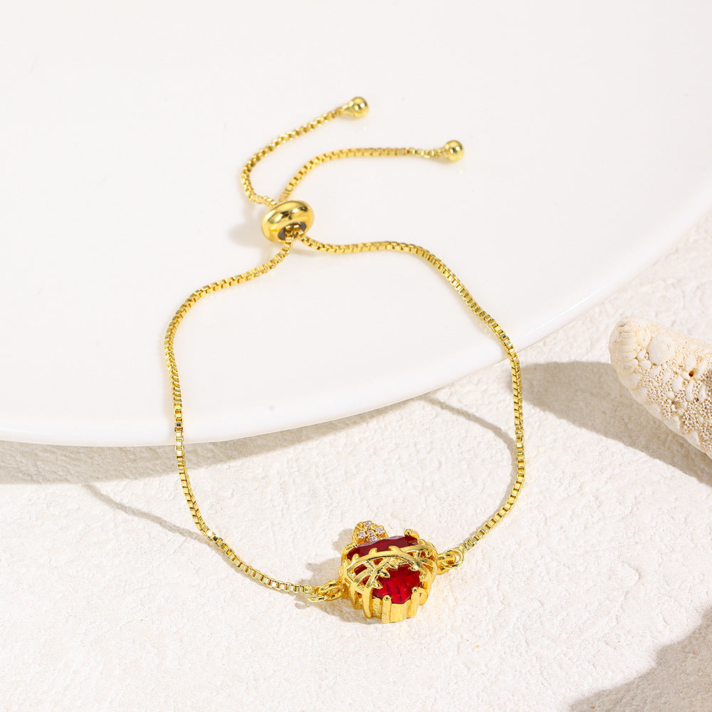 Wholesale  Red Crown Heart Double-Hole Adjustable Bracelet