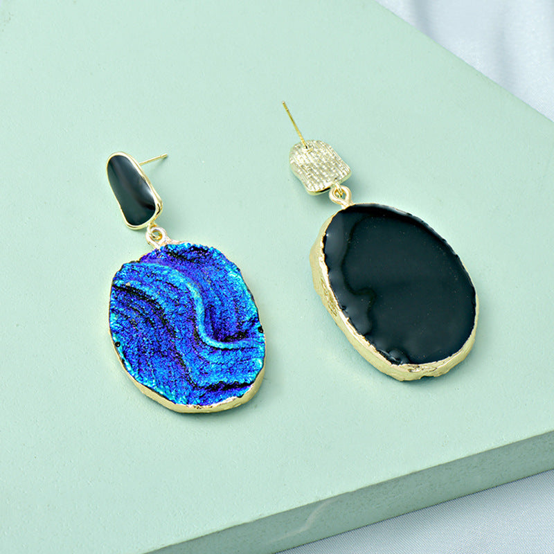 Wholesale Ocean Long Blue Wave Texture Resin Earrings ACC-ES-JiuJia008