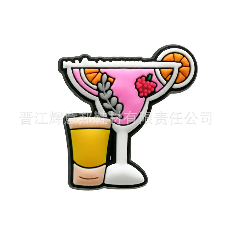 Wholesale PVC Shoe Flower Buckle Charms Cool Drink Design For Kids Sandals Cute Summer Casual Decorative Accent