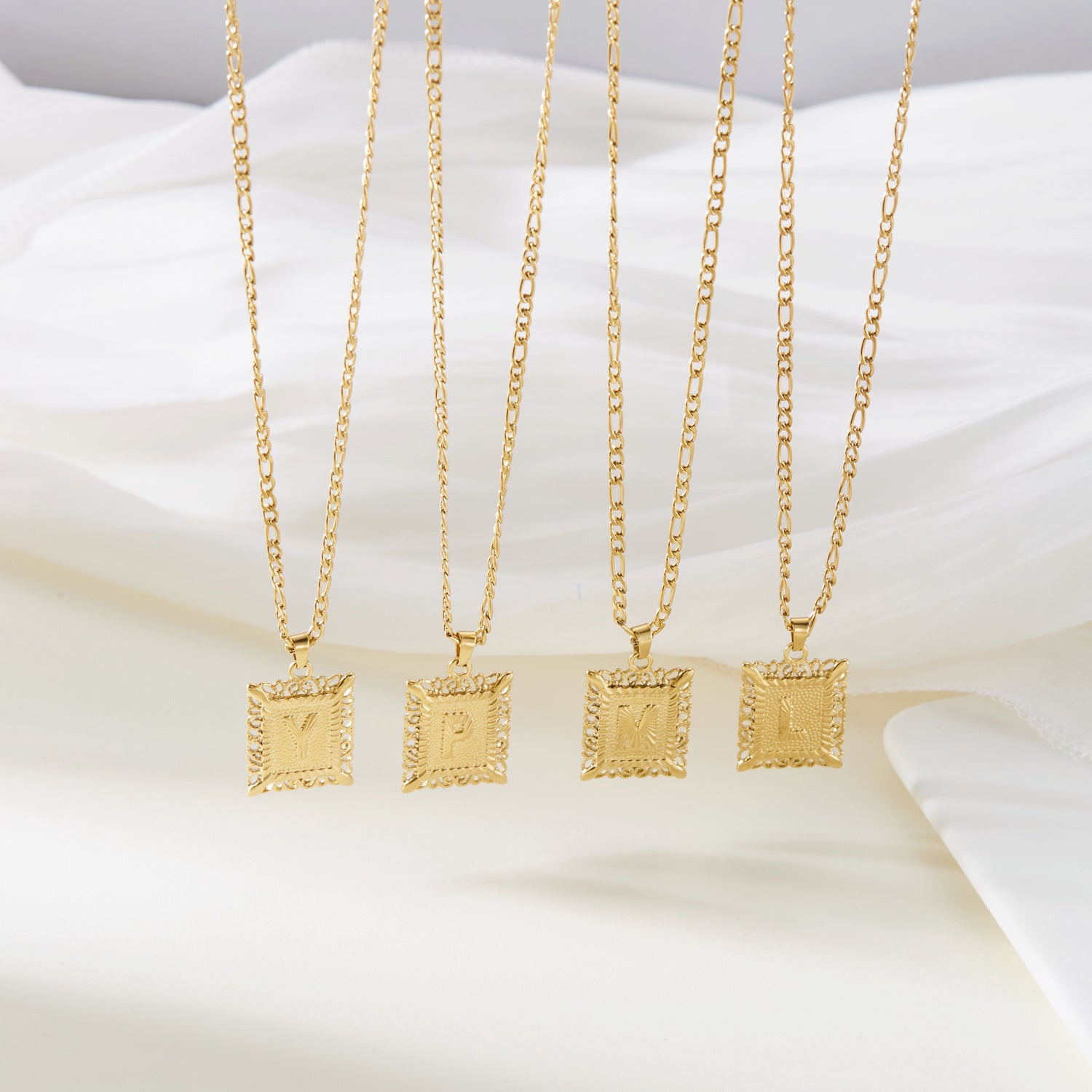 Wholesale letter necklace creative square stainless steel necklace