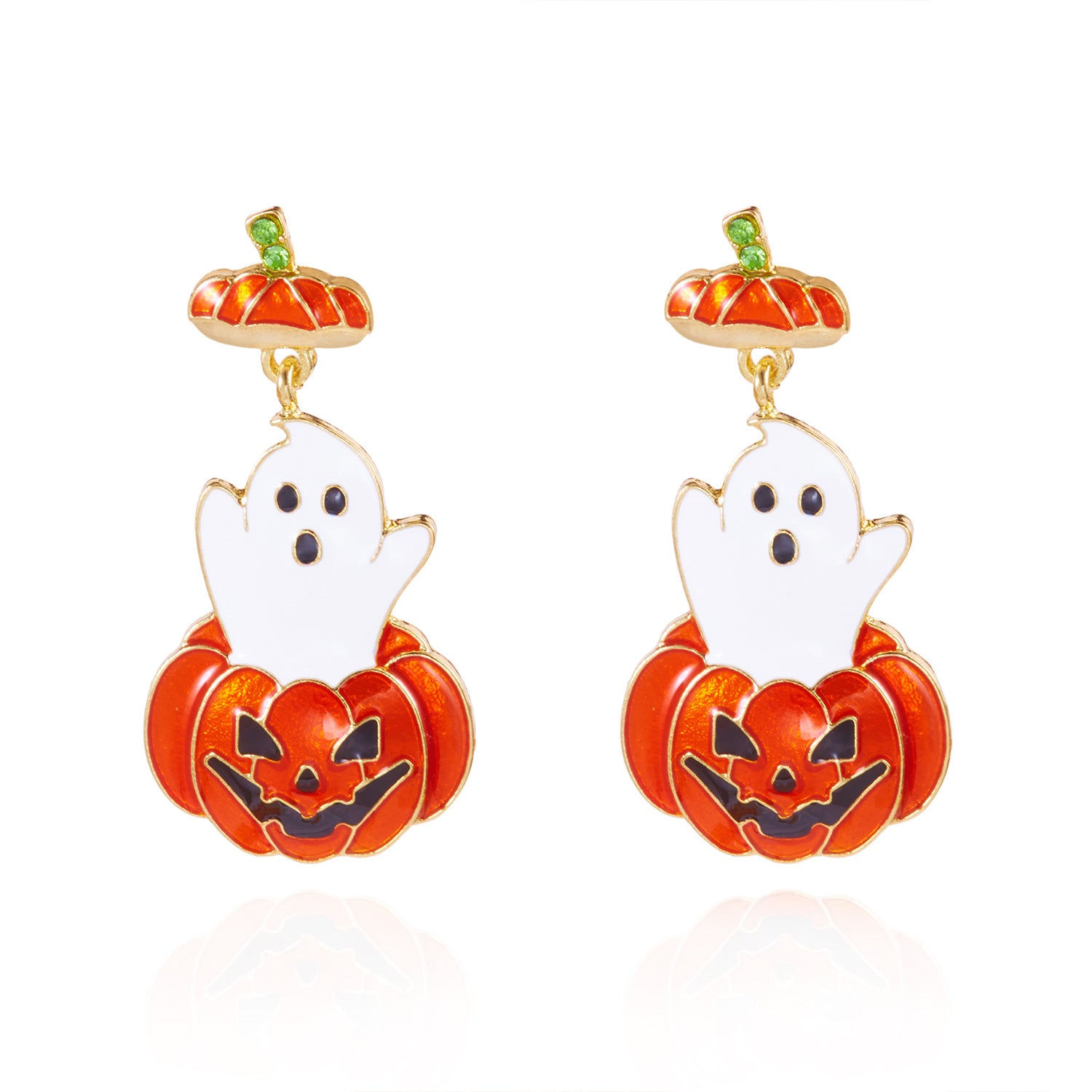Wholesale Oil-Dropping Diamond Pumpkin Earrings