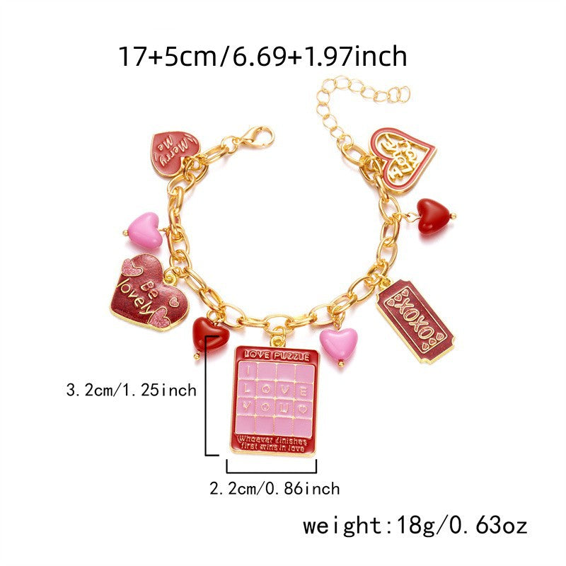 Wholesale Valentine' s Day  Alloy Peach Heart Pendant Bracelet