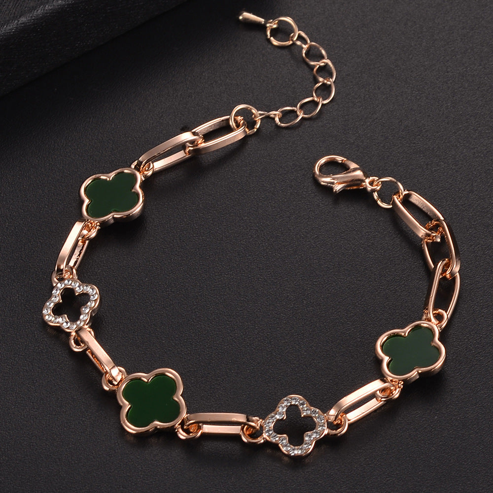 Wholesale Light Luxury Bracelet Alloy Diamond Four-leaf Clover Bracelet ACCVIP-BT-Zhum001