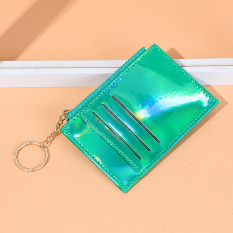 Wholesale Trendy Laser Pattern Card Wallet With Zipper Coin Pocket In PU Leather Unisex Everyday Chic Accessory For Boutique Gift