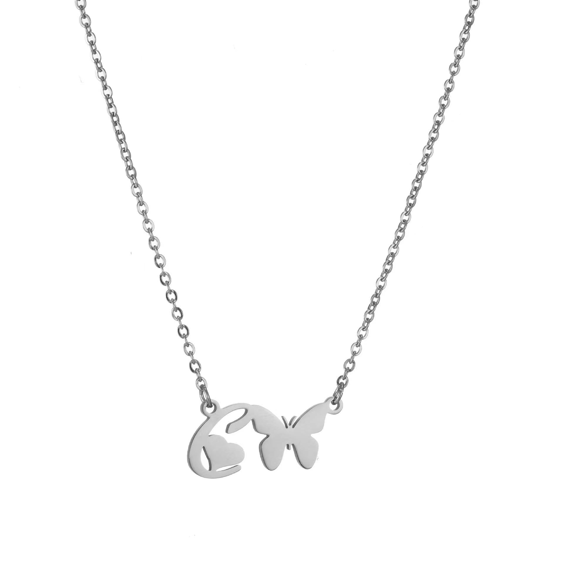 Wholesale stainless steel non-fading butterfly letter clavicle chain