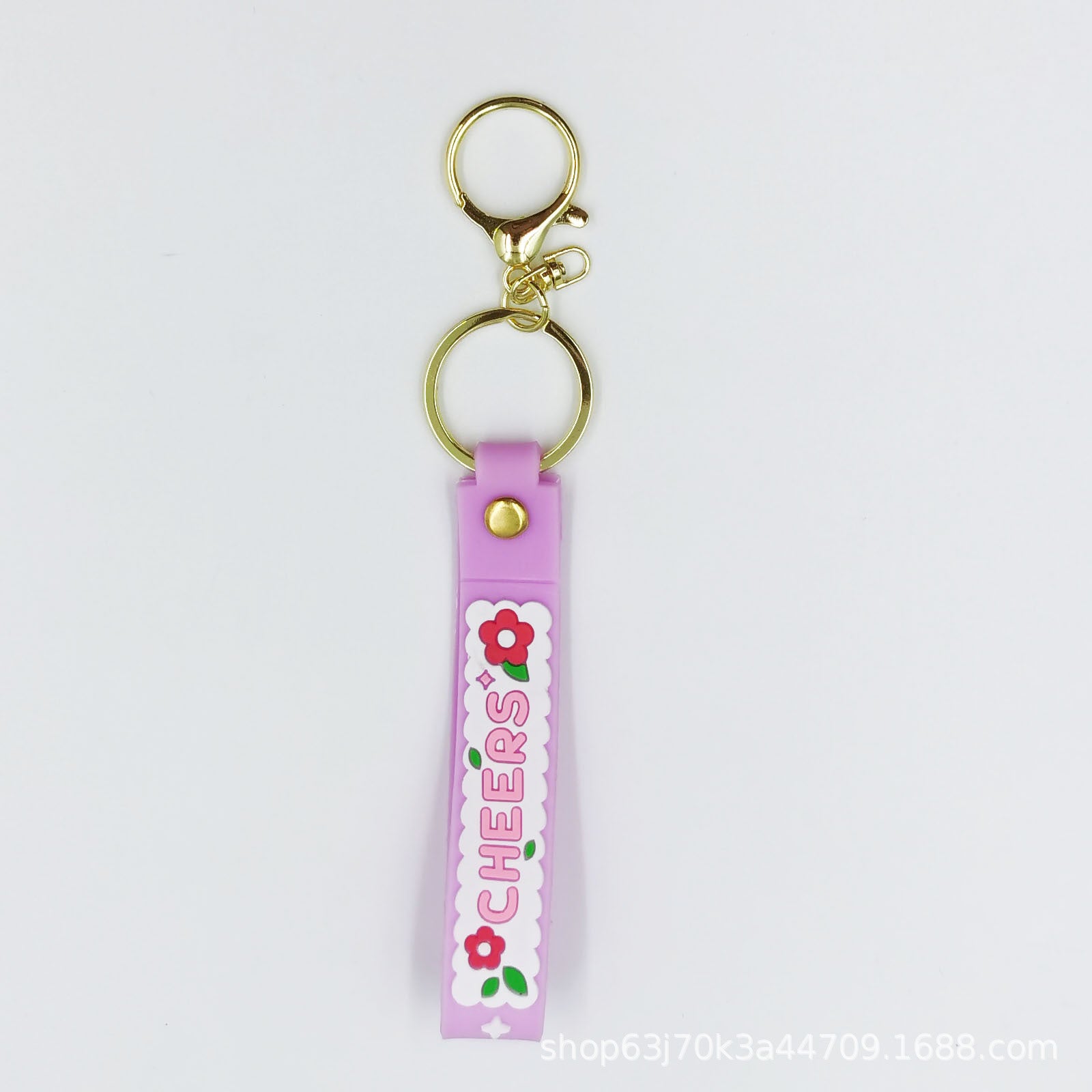 Wholesale 10pcs Plum blossom letter PVC soft glue lanyard keychain