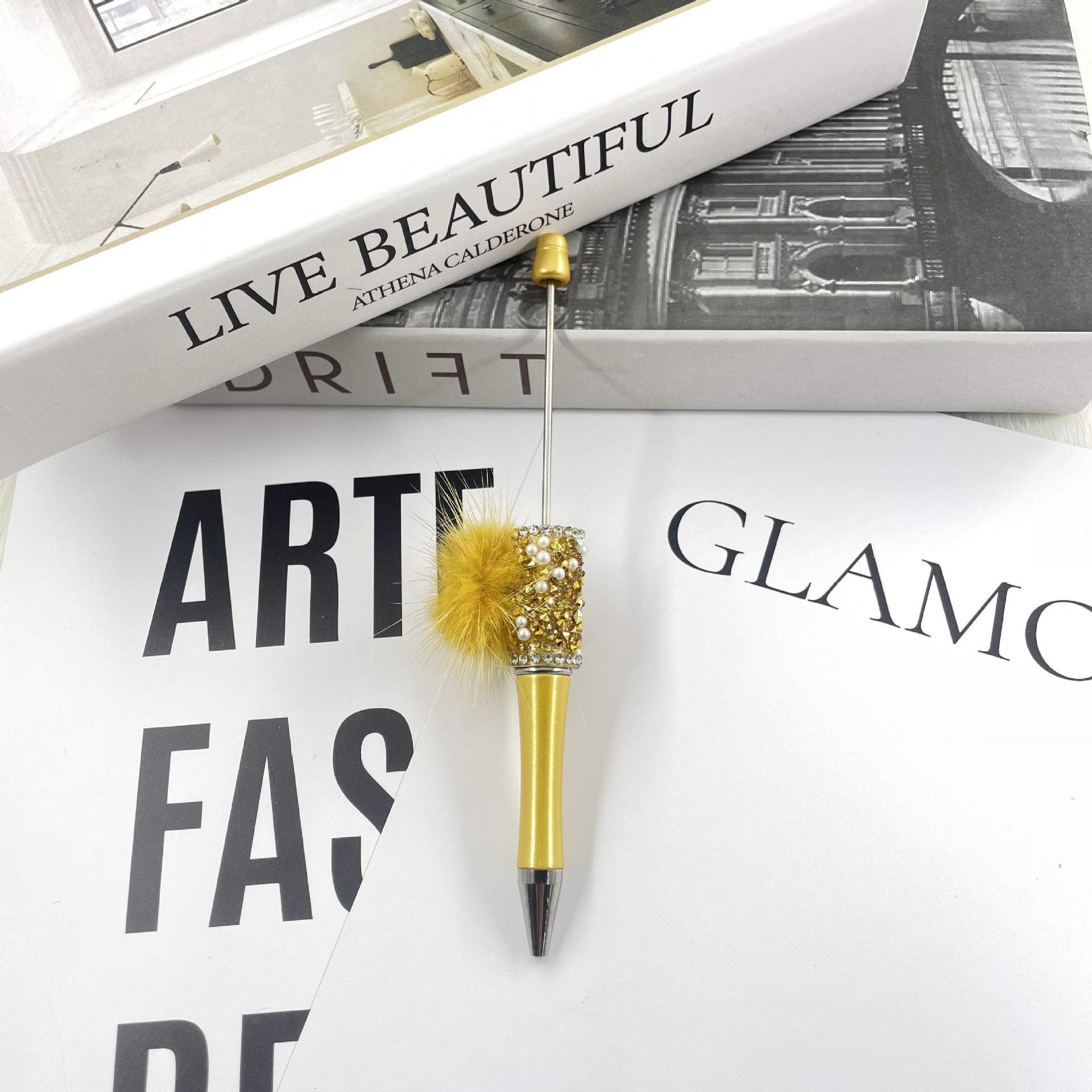 Wholesale Crushed Diamond Pom-Pom Beadable Pens