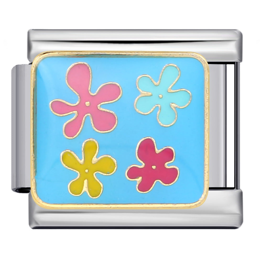 Wholesale Italian Charm Bracelet 9mm DIY Splicing Removable Flowers Stainless Steel Composable Bracelet