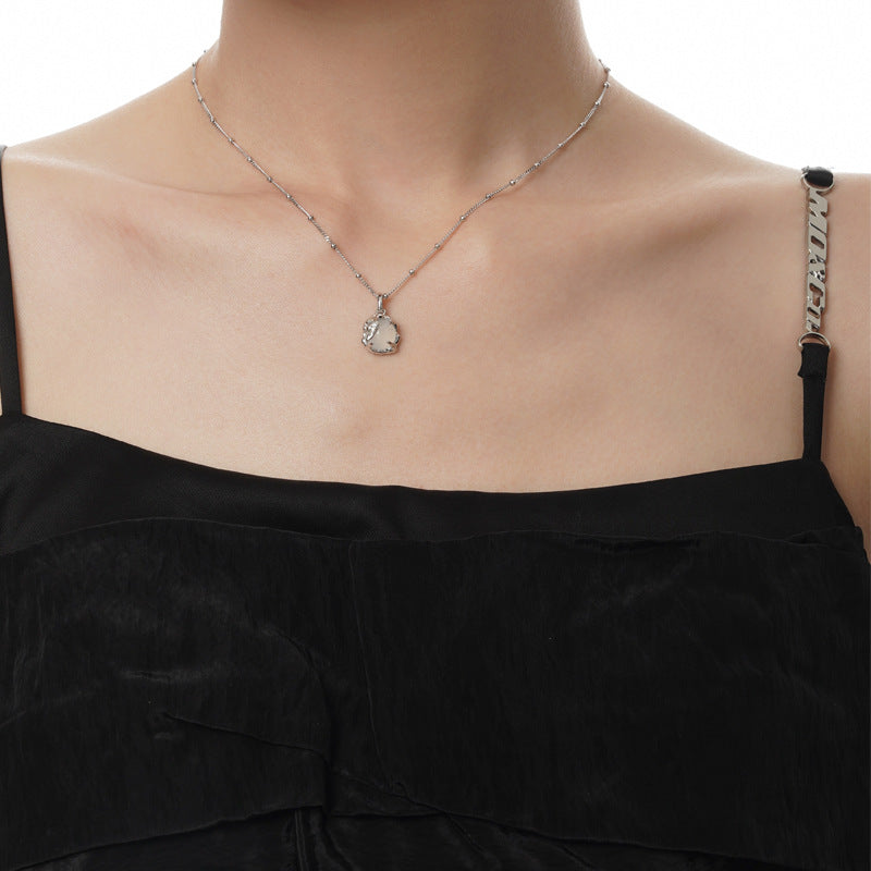 Wholesale Zirconia Micro Inlay White Agate S925 Sterling Silver Necklaces ACC-NE-YWE001