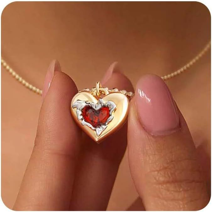 Wholesale  love diamond pendant two-color heart lady elegant clavicle chain
