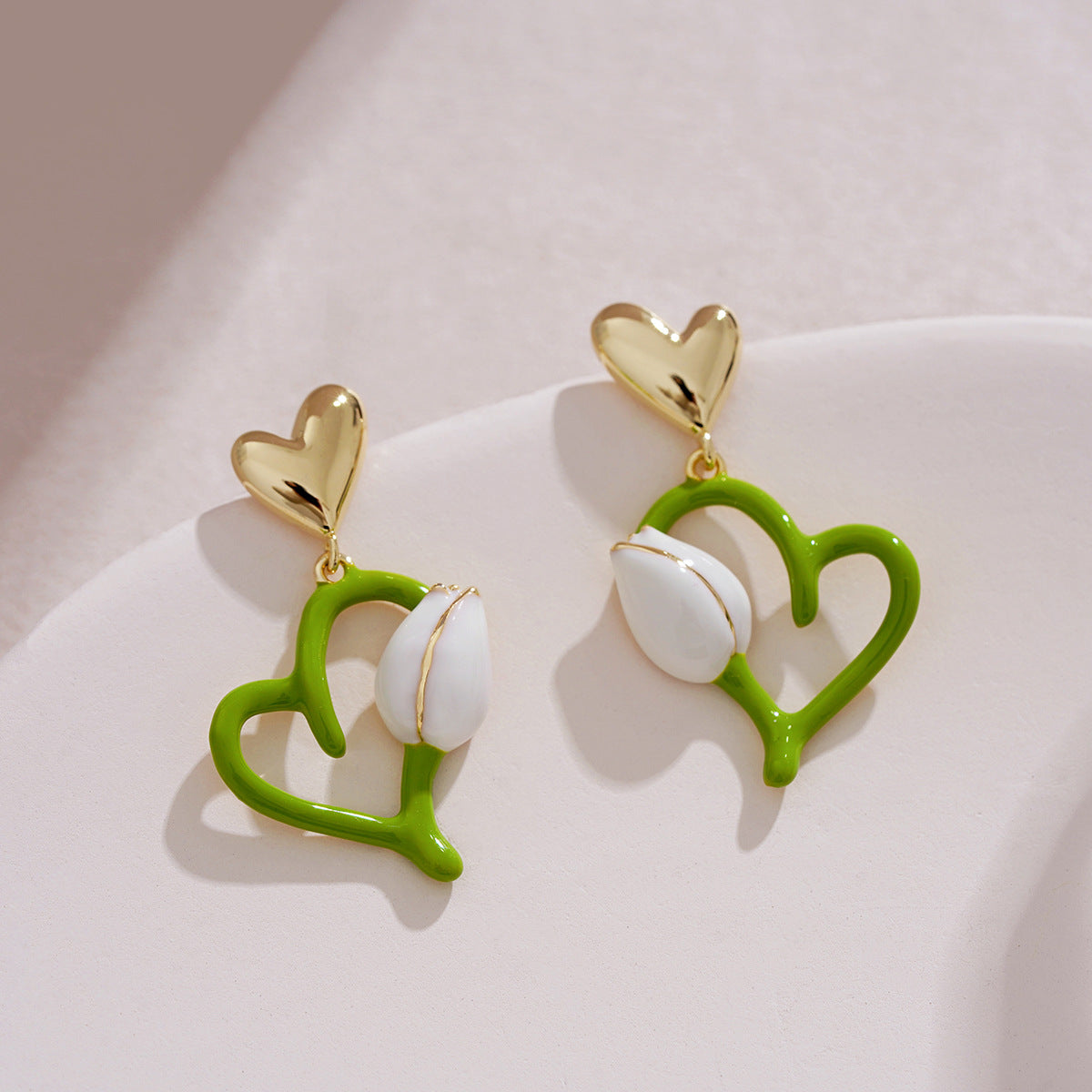 Wholesale Versatile Summer Fresh Green Floral Stud Earrings