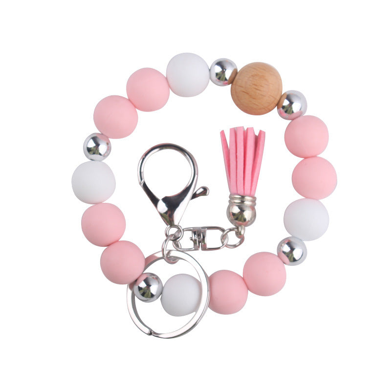 Wholesale Solid Color Silicone Beaded Wrist Keychain ACC-KC-GuangTian056